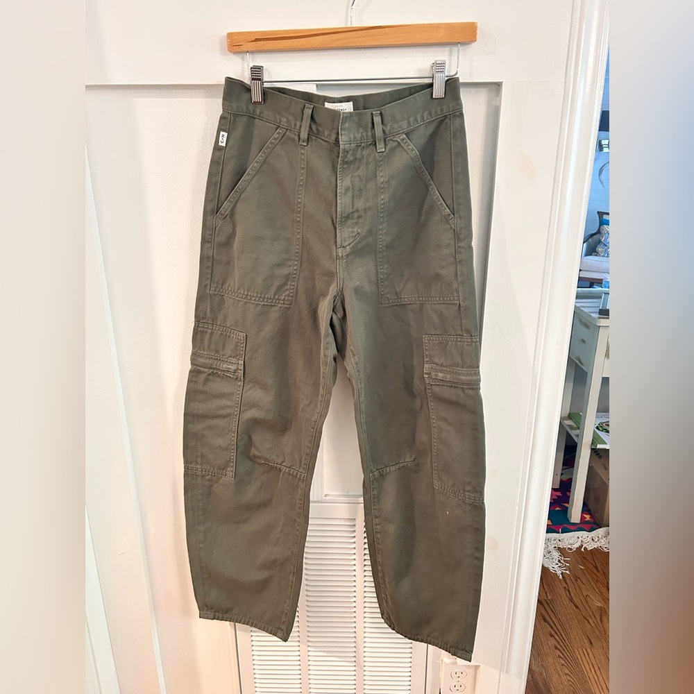 Citizens Of Humanity Olive Green Wide-Leg Cargo Jeans - Picture 4 of 7